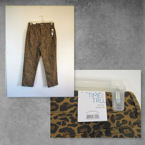 Time & True Denim - Women's Leopard  Print High Waist Jeans Sz 12